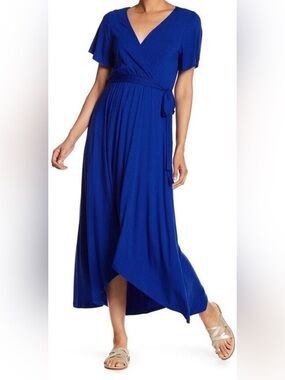 Gilli Blue Dress with Red Trim